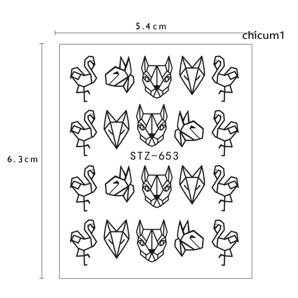 (Hàng Mới Về) Miếng Dán Trang Trí Móng Tay Diy Họa Tiết Động Vật Thời Trang