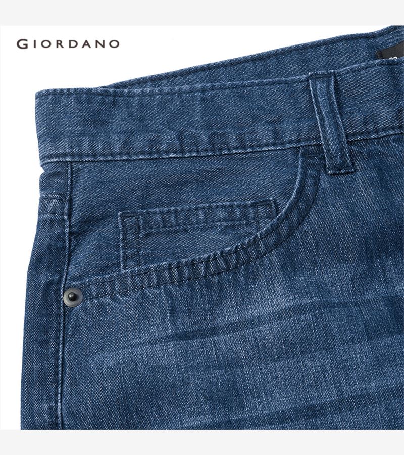 GIORDANO MEN Cotton Mid Rise Denim Shorts 13101011