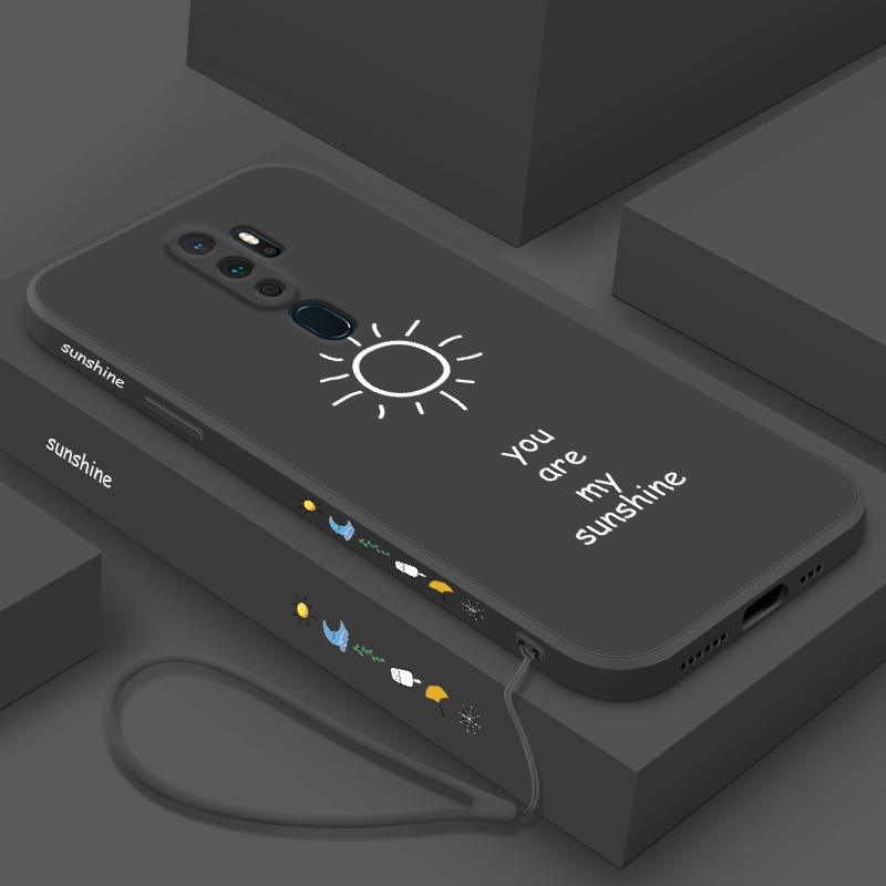 Ốp Điện Thoại Silicone Mềm Họa Tiết Mặt Trời Nhỏ Đơn Giản Có Dây Đeo Cho oppo A9 2020 A5 2020
