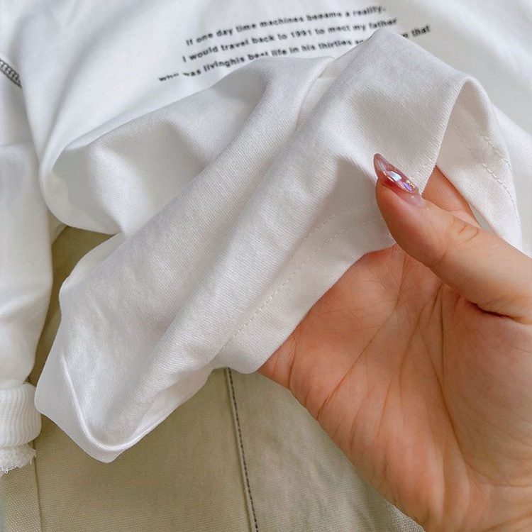 Áo Thun Cotton Tay Dài Cổ Tròn In Chữ Phong Cách Hàn Quốc Thời Trang Mùa Thu Cho Bé