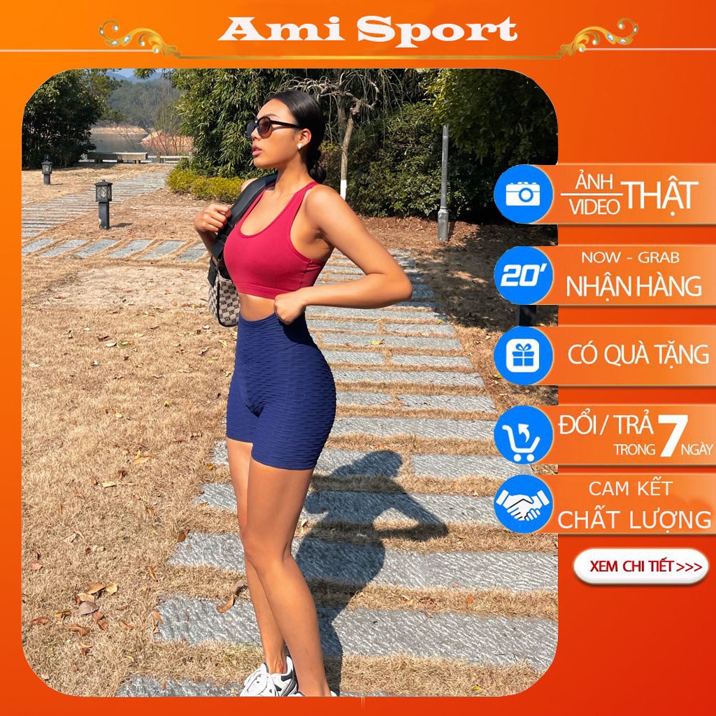 Quần đùi thể thao nữ nâng mông tôn dáng tập Gym, Yoga, Aerobic, vải co giãn thoáng mát, thấm hút mồ hôi B20