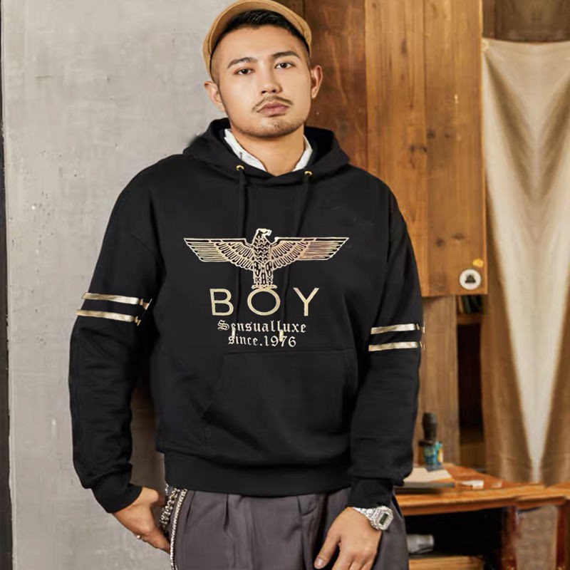 Áo Hoodie Dài Tay Dáng Rộng In Hình Đại Bàng Cá Tính Dành Cho Nam