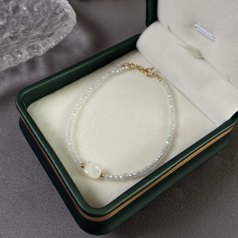 Vòng đeo tay hình con mèo đen trắng Vòng đeo tay hạt pha lê thời trang Vòng đeo tay Hàn Quốc dễ thương vòng đeo tay phụ nữ vòng đeo tay