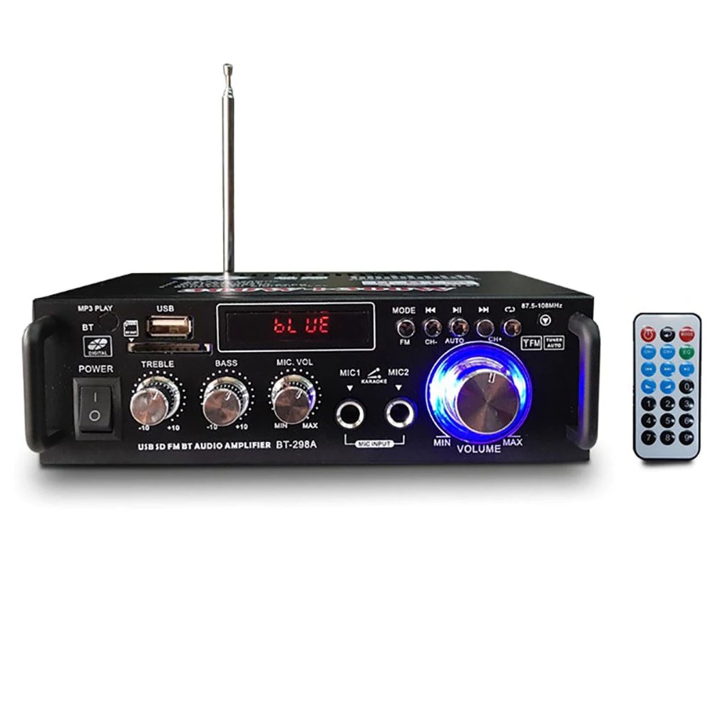 Amply, âm ly karaoke có bluetooth, thiết kế gọn gàng, đẹp mắt, kết nối 4.0 thông minh, điều khiển từ xa, lọc tạp âm