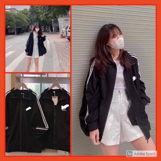 Áo khoác áo khoác nỉ sọc tay bồng form to nam nữ Nhungkudo