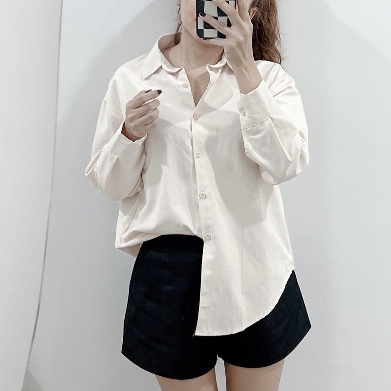[Thanh lý] Áo sơ mi nữ tay dài form rộng kiểu Hàn Quốc màu trơn công sở đẹp FINANCY A02