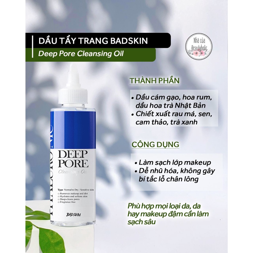 Dầu tẩy trang BADSKIN DEEP PURE CLEANSING OIL