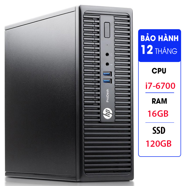 Case máy tính đồng bộ HP ProDesk 400G3 SFF, cpu core i7-6700, ram 16GB, SSD 120GB Tặng USB thu Wifi