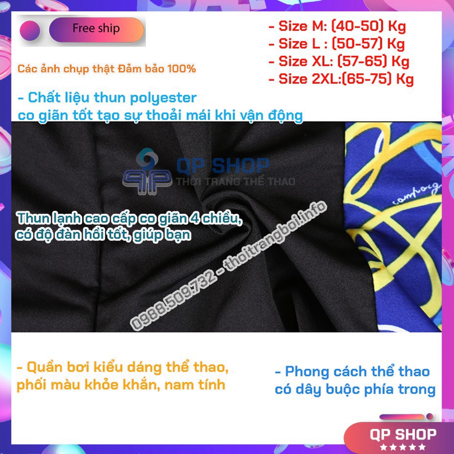 HÀNG CAO CẤP -  Quần Bơi Nam Dạng Đùi Họa Tiết 2 Bên Hông Đủ Size Chất Thun Co Giãn 4 Chiều Chống Thấm Nước Thoải Mái QP | BigBuy360 - bigbuy360.vn