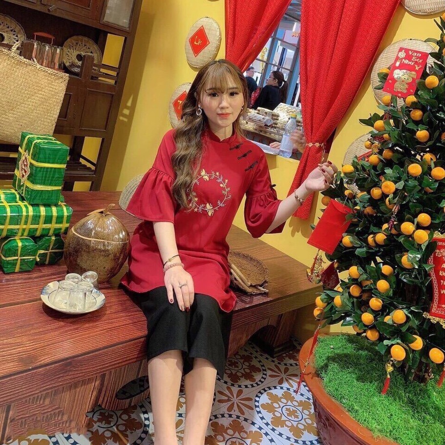 Đầm Xuông Nữ Kiểu Áo Dài Cách Tân 2020, Sang Trọng, Thời Trang, Xinh Đẹp (free size dưới 55kg) | BigBuy360 - bigbuy360.vn