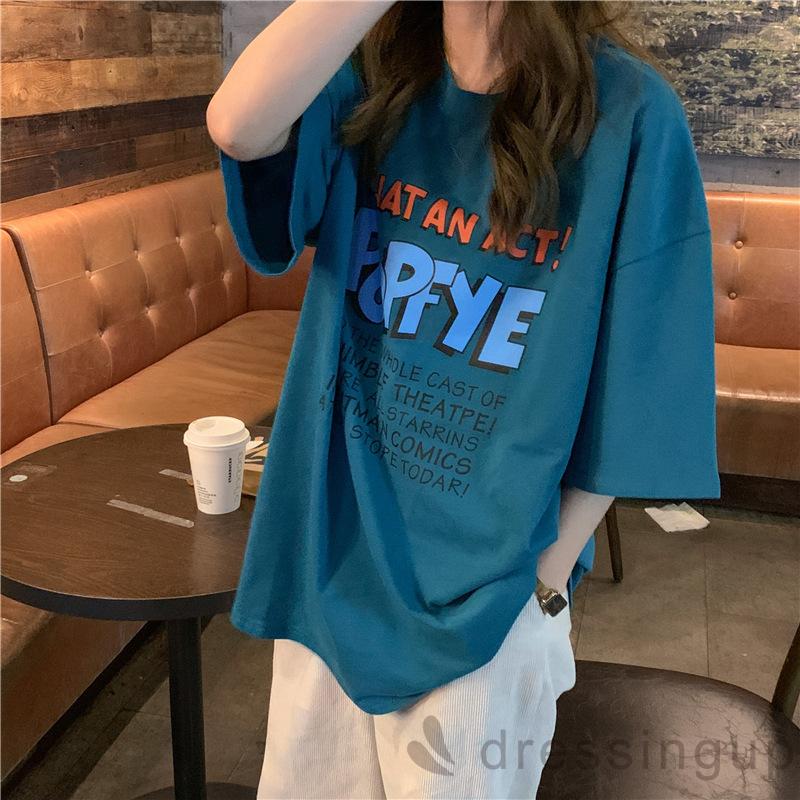 Áo Thun Nữ Tay Ngắn Dáng Rộng In Chữ Cá Tính