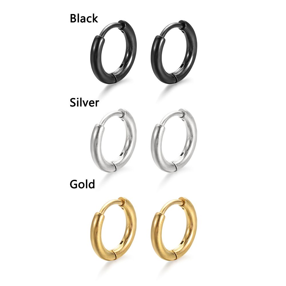 Khuyên tai dạng vòng tròn 8mm / 10mm / 12mm / 14mm nhiều màu sắc thời trang tùy chọn cá tính