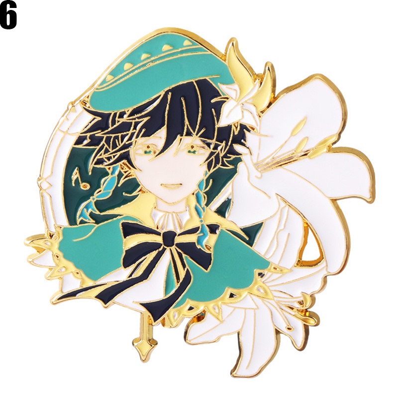Ghìm cài áo bằng kim loại họa tiết Genshin impact độc đáo
