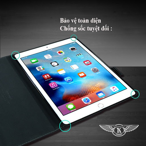 Bao da Ipad 5 / 6 / 7 / 8 / 9 chính hãng Kakusiga vân vải cao cấp tự động tắt mở màn hình