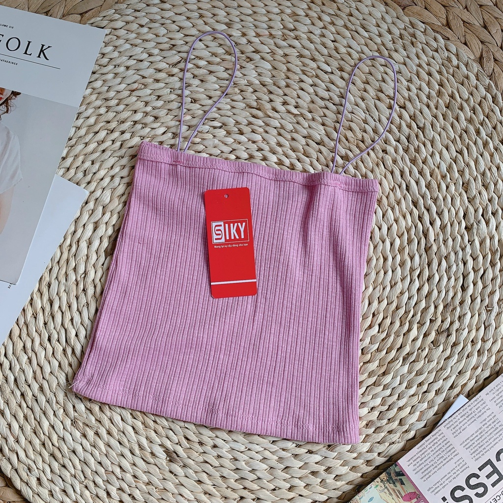 Áo 2 Dây Bún Thun Gân Croptop - CHUPPY - 2S01