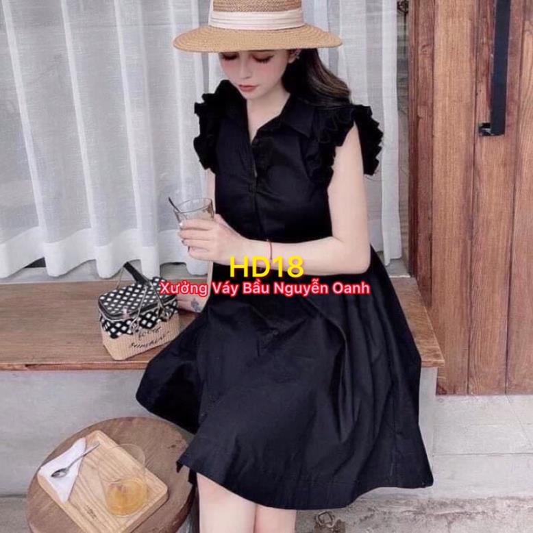 [Xả kho]Váy bầu Đầm bầu sơ mi chất đũi Hànthiết kế sang chảnh mặc đi làm đi chơi đều được feezsai 40–75Kg -HD23