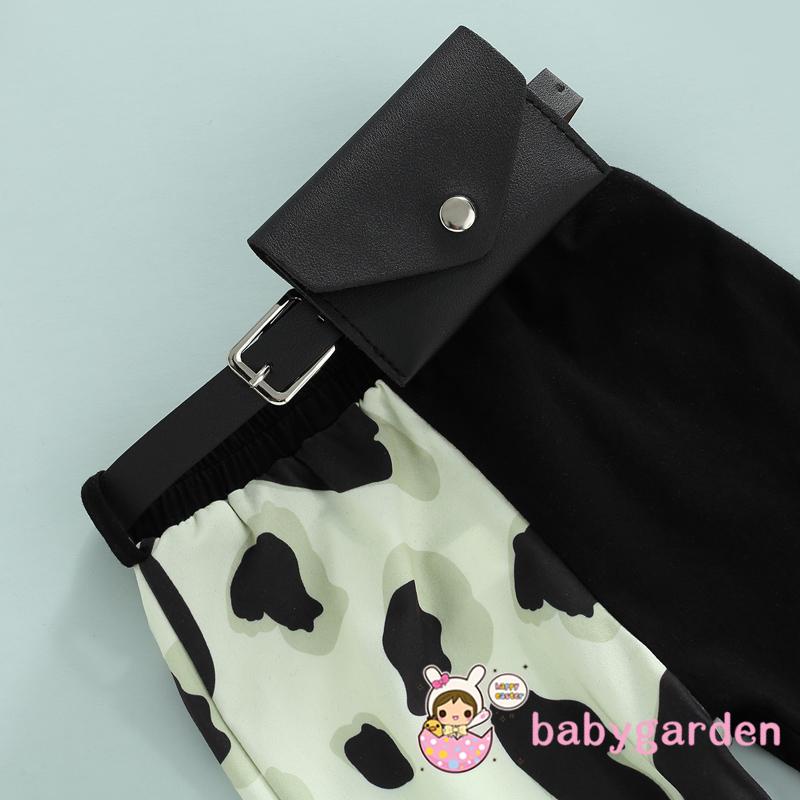 Bộ Áo Hai Dây Không Tay Kèm Quần Họa Tiết Bò Sữa Thời Trang Mùa Hè Cho Bé Gái 1-6 Tuổi