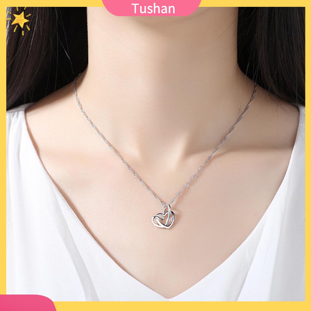 Dây chuyền mặt 2 hình trái tim thời trang cho nữ