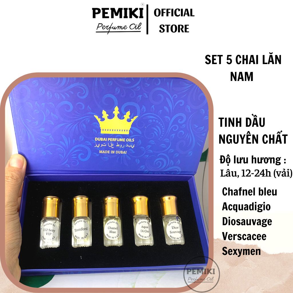 Nước Hoa Mini Lăn Set Tinh Dầu Nước Hoa Dubai Chính Hãng 25ml - PeMiKiStore - Nguyên Chất, Lưu Hương 24h