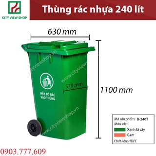 Thùng rác nhựa công nghiệp 240 lít