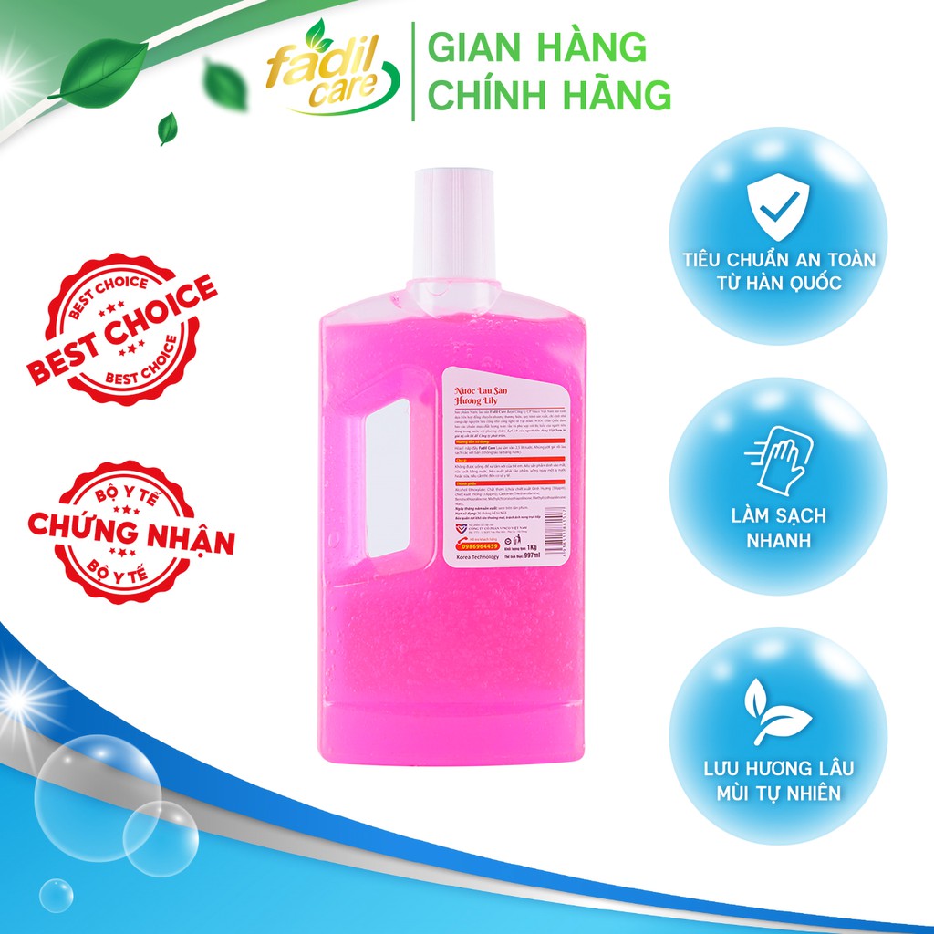 Nước lau nhà đuổi muỗi Fadil Care, Nước lau sàn công nghệ Hàn Quốc, Chai 1 lít