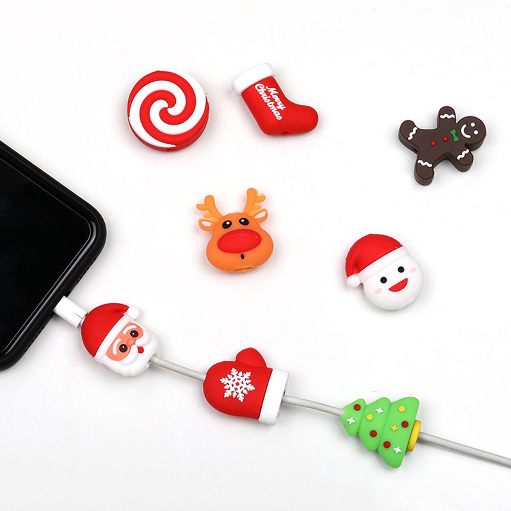 Vỏ bọc bảo vệ dây cáp sạc/tai nghe hình người tuyết giáng sinh dễ thương tiện dụng