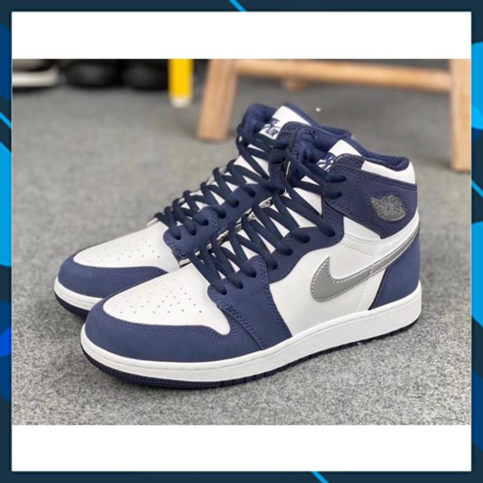 Giày thể thao air jordan 1 retro high midnight navy, giày jd xanh than cổ cao nam nữ phong cách thời trang