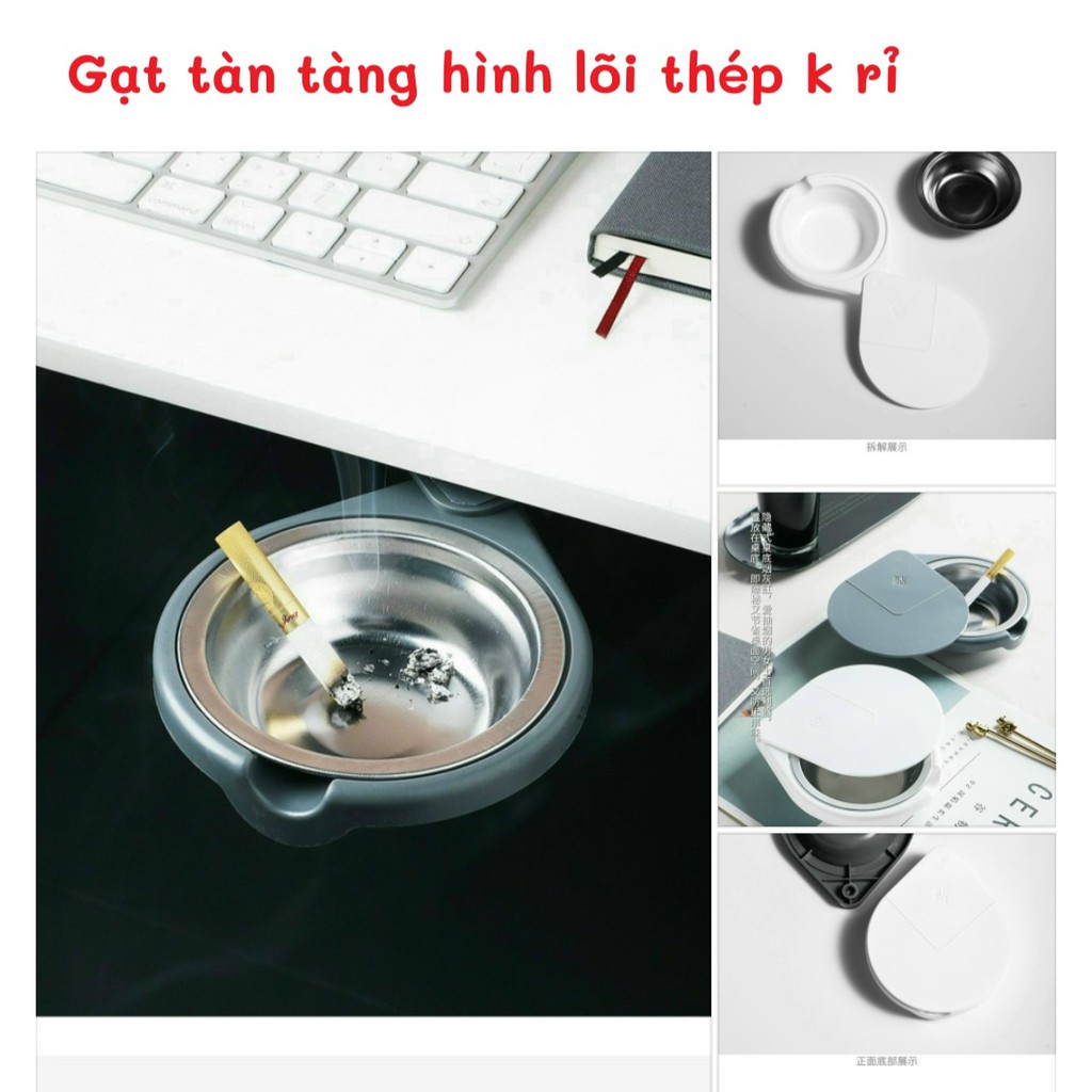 [FREESHIP] GẠT TÀN THUỐC XOAY DÁN DƯỚI BÀN - NẮP XOAY