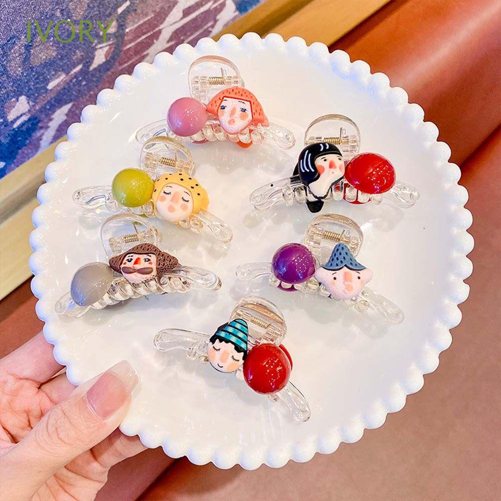 Kẹp Tóc Acrylic Trong Suốt Họa Tiết Hoạt Hình Dễ Thương Cho Nữ