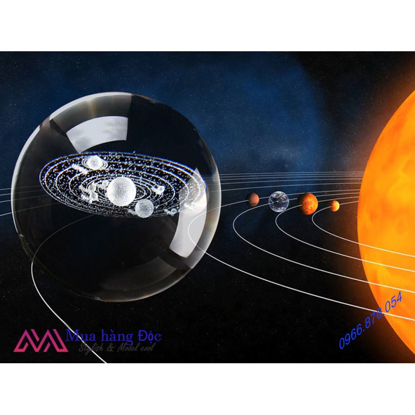 Quà Tặng Độc 🎁 🎁 🎁 Quả Cầu Pha Lê 3D LED Hệ Mặt trời