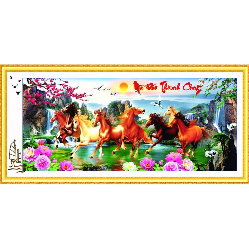 TRANH THÊU KÍN MÃ ĐÁO THÀNH CÔNG MN0015 (195X90) MN0014 (150X70)