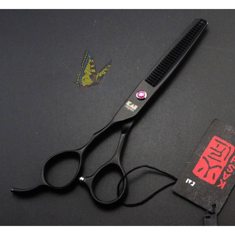 Bộ kéo cắt tóc tay trái kasho đen (mua cặp tặng bao da, chỉnh kéo, lược toni guy)