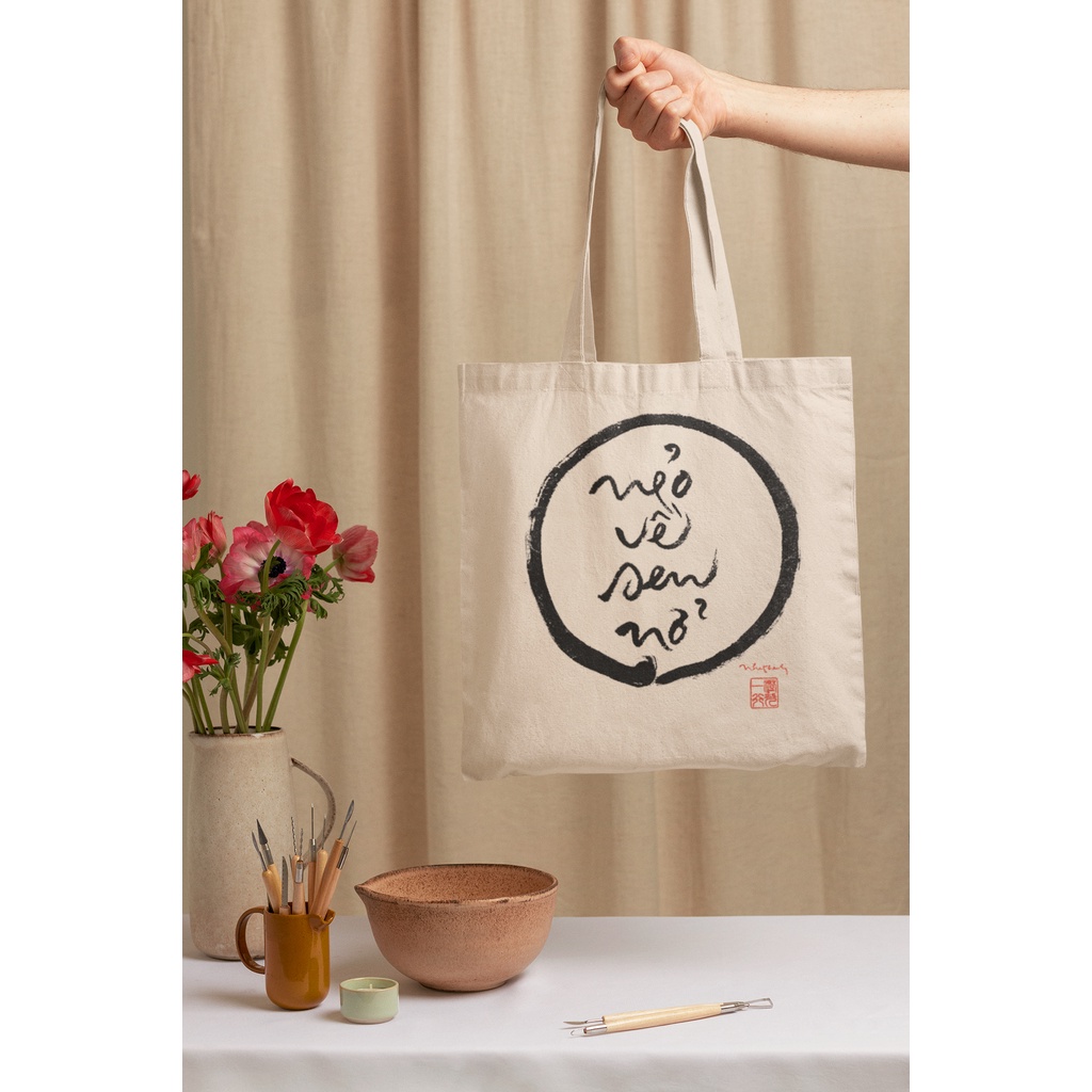 TÚI VẢI BỐ, VẢI CANVAS CAO CẤP THƯ PHÁP THIỀN SƯ THÍCH NHẤT HẠNH