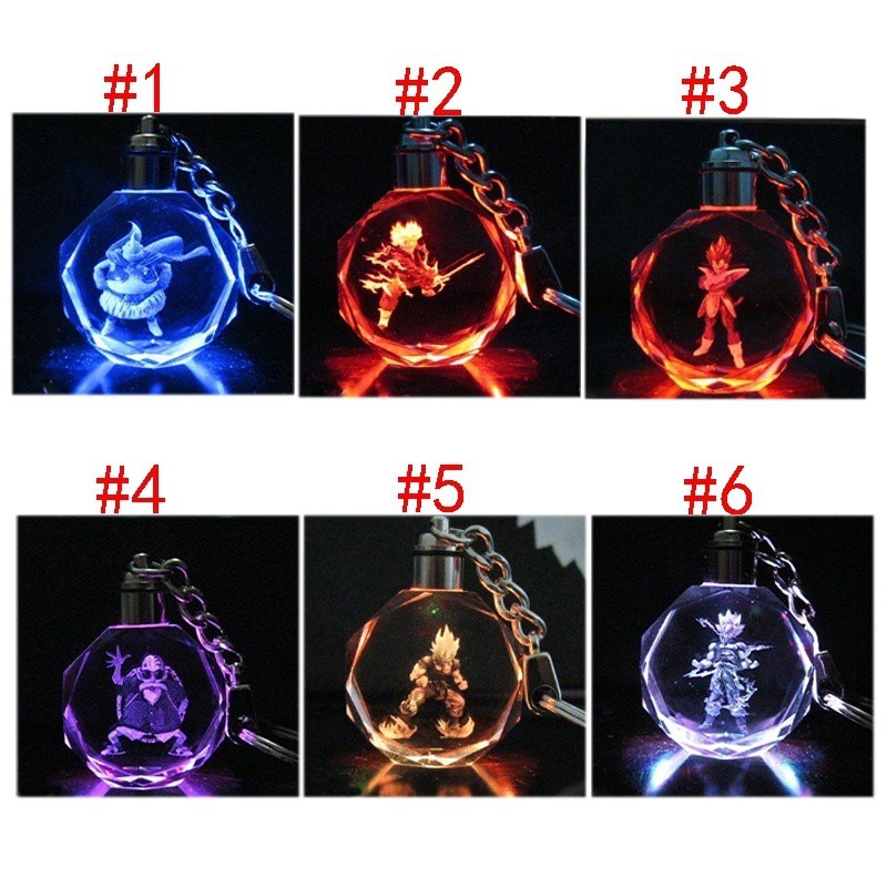 Móc chìa khóa pha lê có đèn led mô hình nhân vật Dragonball Z