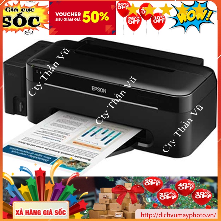 Máy in phun màu khổ A4 Epson L100 (Có bộ tiếp mực ngoài chính hãng Epson) hàng mới 100% có bảo hành