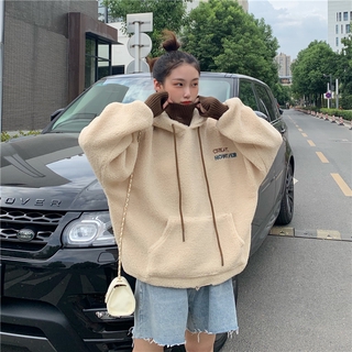 Kii Wii Áo hoodie nữ tay dài dáng rộng thời trang phong cách Harajuku