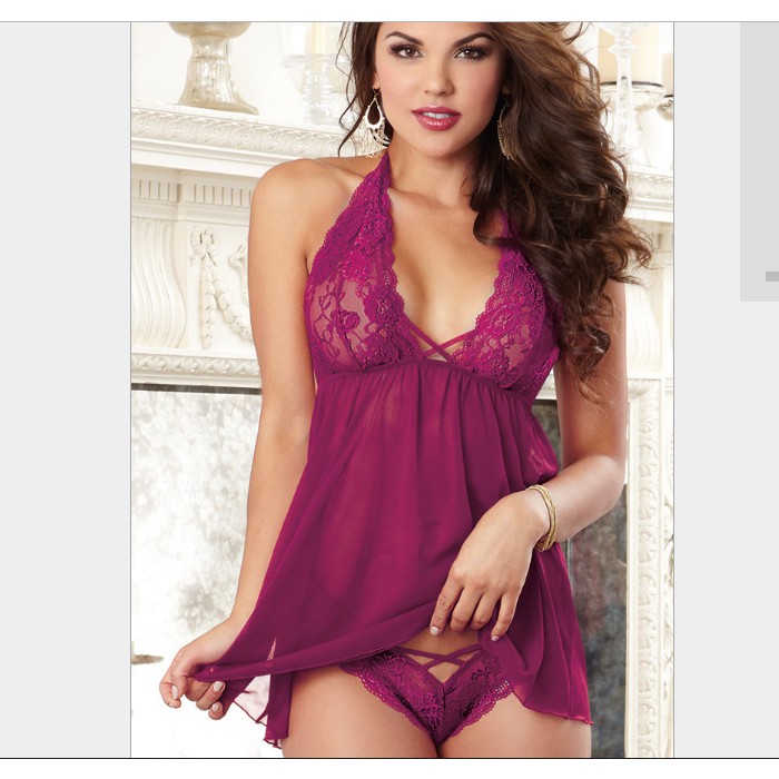 Váy ngủ phối ren kèm quần siêu sexy | BigBuy360 - bigbuy360.vn