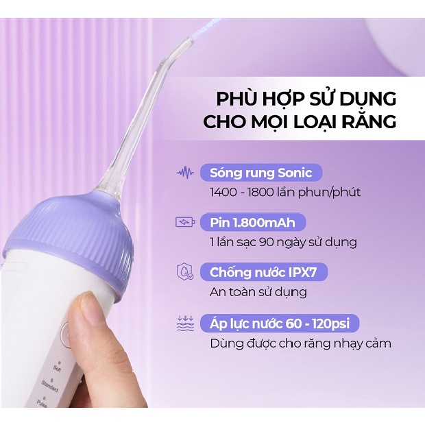 Halio Máy tăm nước UltraClean Oral Irrigator - Periwinkle