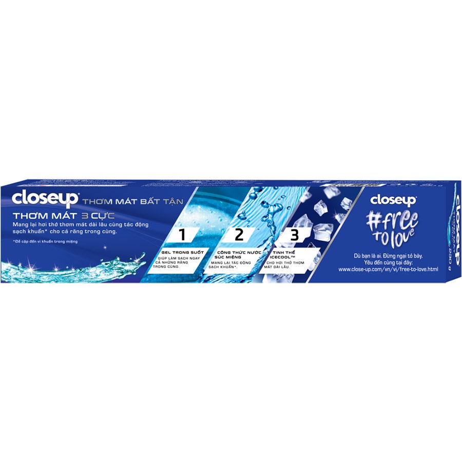 Combo 3 Kem đánh răng dạng gel giúp sạch khuẩn Closeup Thơm Mát Bất Tận Tinh Thể Băng Tuyết 230g