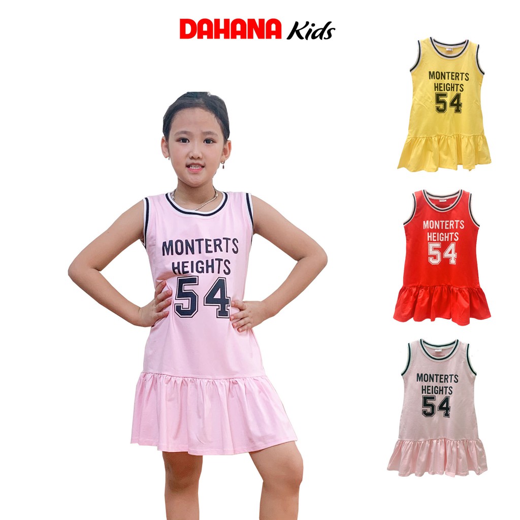 Đầm Váy Bé Gái DAHANA Kids - Đầm Váy Bé Gái Sát Nách Cho Bé 2-12 Tuổi Hình In Số