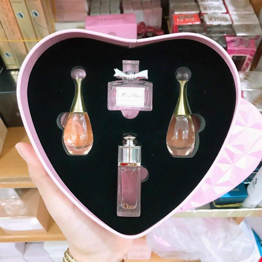 Set Nước hoa Mini nữ Dior 4 chai hộp trái tim