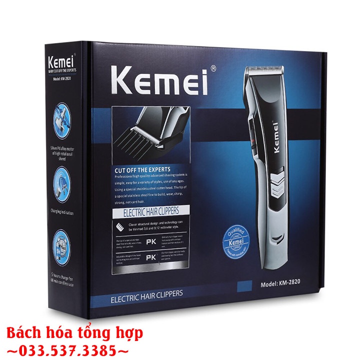 Tông đơ cắt tóc gia đình, máy hớt tóc KM 2820 chuyên dụng công suất 3W