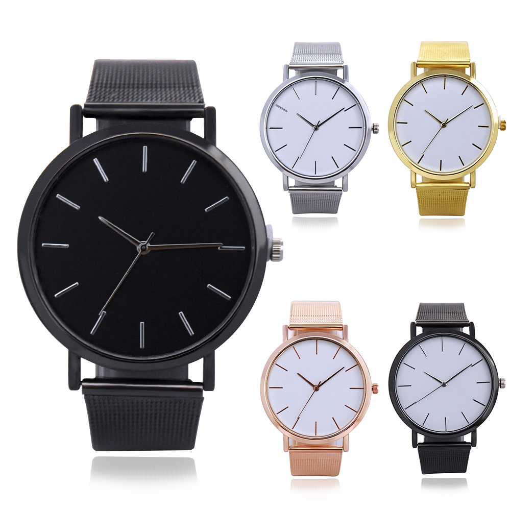 Đồng Hồ Analog Máy Quartz Mặt Tròn Với Dây Đeo Hợp Kim