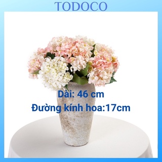 Hoa cẩm tú cầu đại TODOCO cành dài 46cm trang trí nhà cửa chụp ảnh, cắm bình bông nhựa để bàn đám cưới và phòng khách