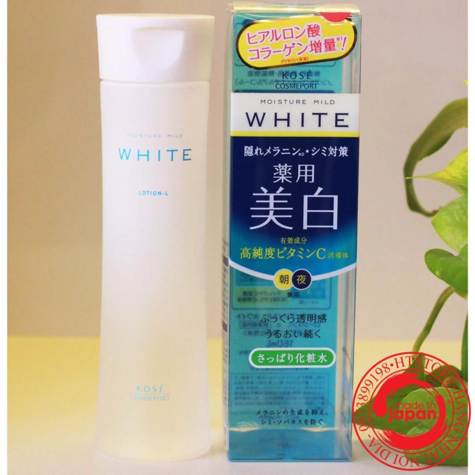 Nước hoa hồng dưỡng trắng da Kose Moisture Mild White 180ml của Nhật