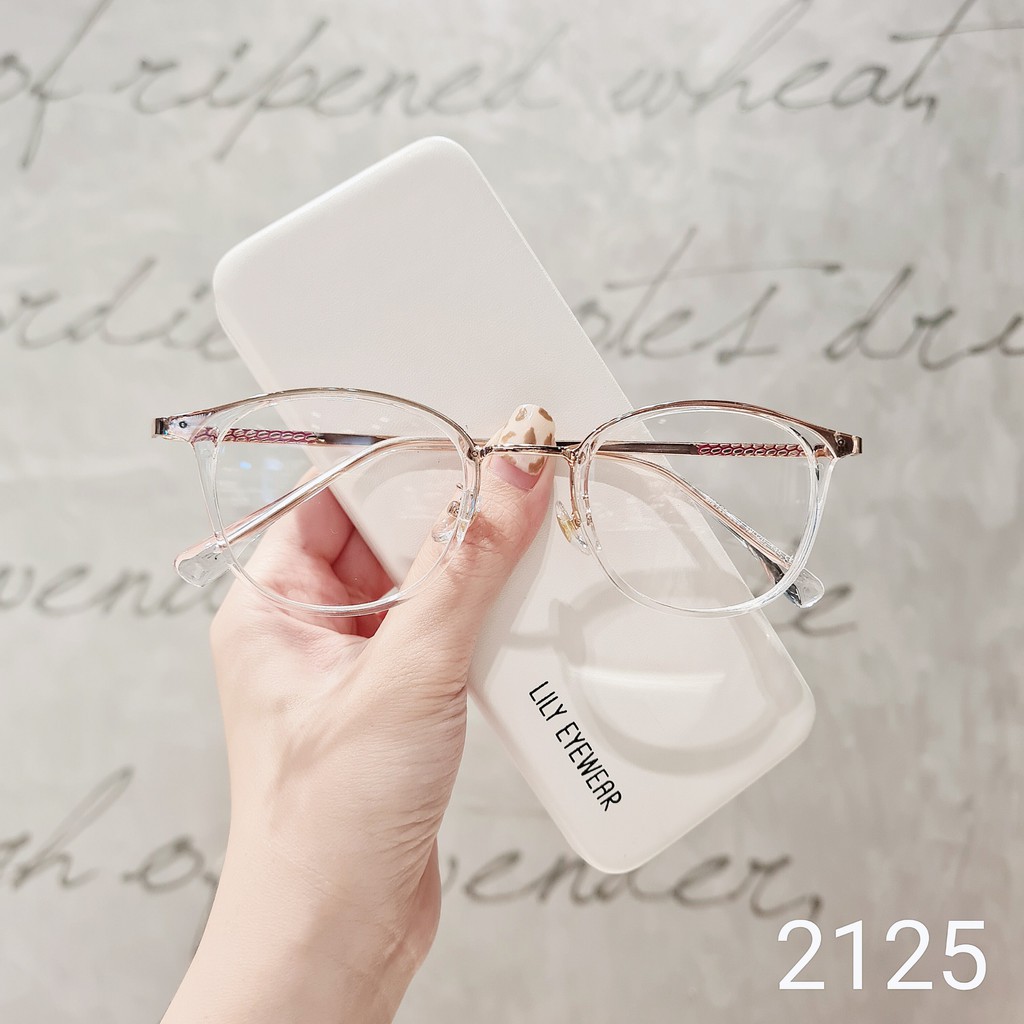 Kính cận cao cấp nữ LILYEYEWEAR mắt tròn chất liệu kim loại thanh mảnh màu sắc thời trang 2125