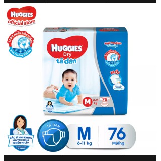 Tã dán HUGGIES DRY M76 Skin Care tràm trà tự nhiên ( từ 6 -11kg)
