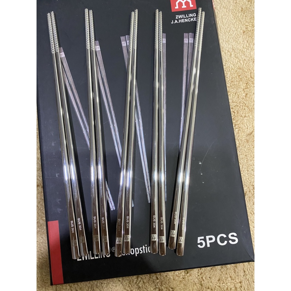 HỘP SET 5 ĐÔI ĐŨA INOX Hãng Zwilling Của Đức Siêu Hót Hít