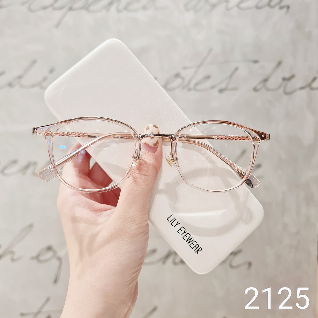 Kính cận cao cấp nữ LILYEYEWEAR mắt tròn chất liệu kim loại thanh mảnh màu sắc thời trang 2125
