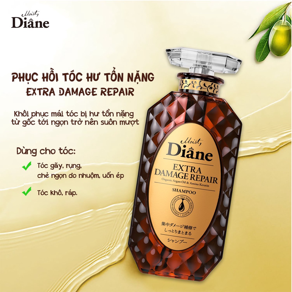 Cặp gội xả phục hồi tóc hư tổn nặng  Moist Diane Extra Damage Repair 450mlx2 + Sữa tắm Moist Diane